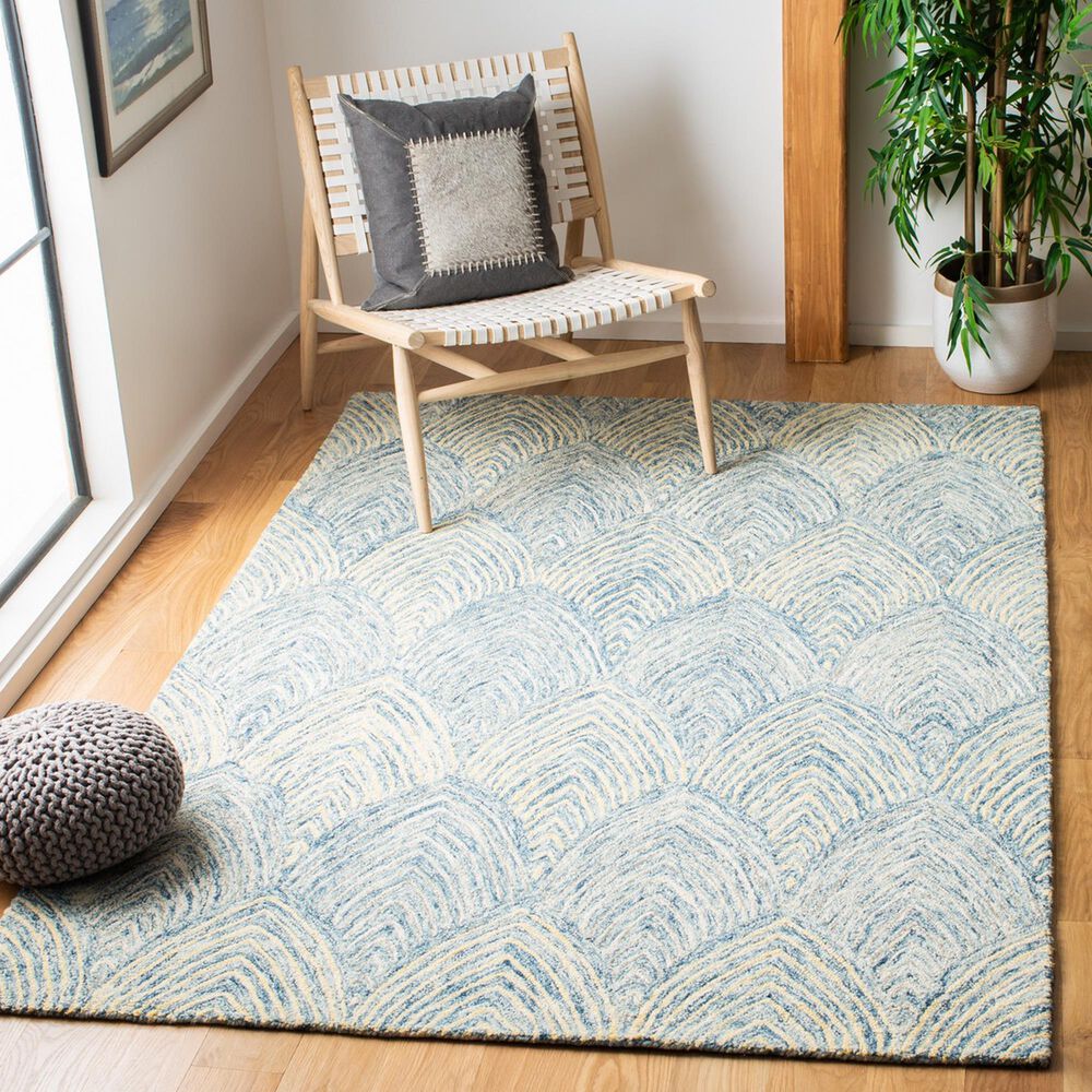 Safavieh Micro-Loop MLP177M 4&#39; x 6&#39; Light Blue and Ivory Area Rug, , large