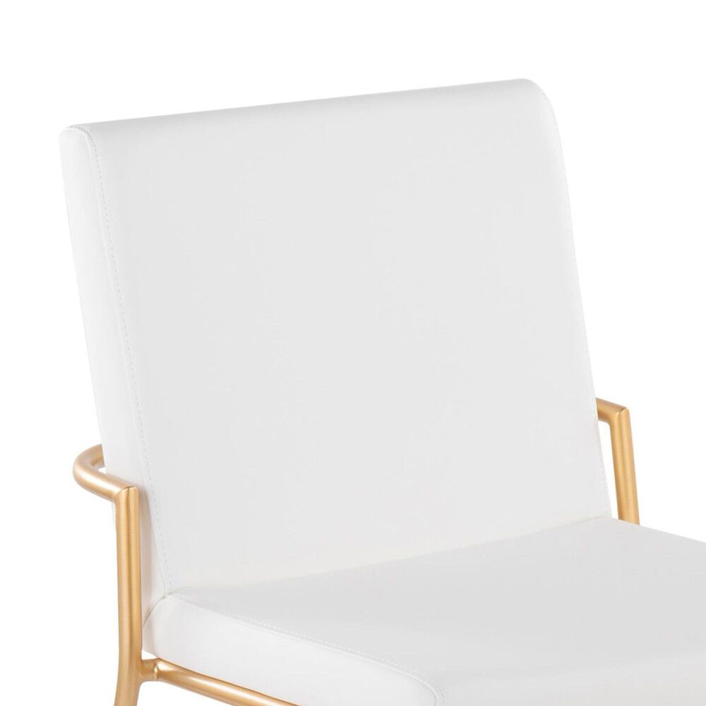 LumiSource Dutchess Side Chair with White Faux Leather Cushion in Gold (Set of 2), , large