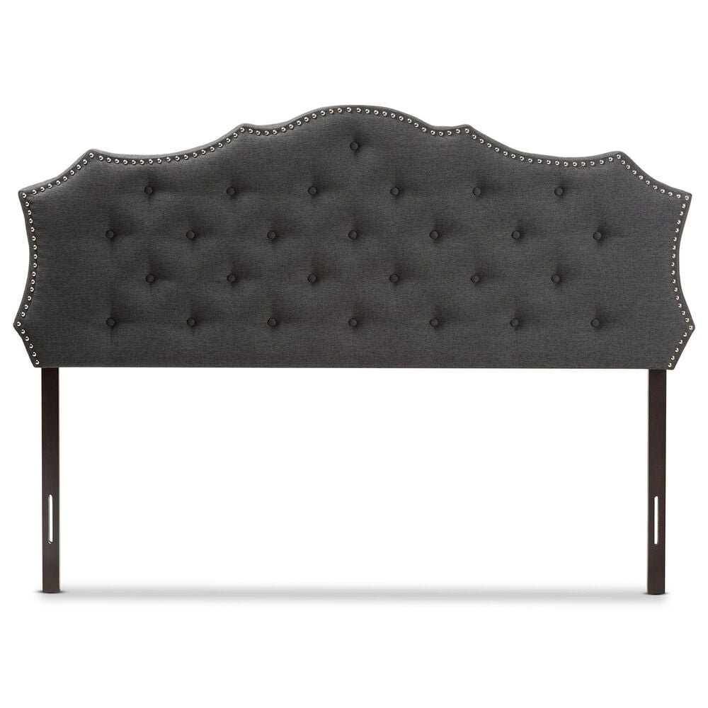 Baxton Studio Aurora King Upholstered Headboard in Dark Grey, , large