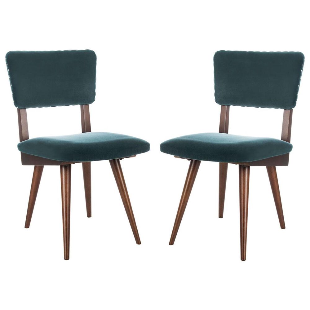 Safavieh Aurora Side Chair in Dark Teal and Dark Walnut (Set of 2), , large