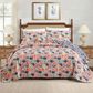 Peking Handicraft Marsh Hens 3-Piece King Floral Quilt Set in Coral, Pink, Green and Navy, , large
