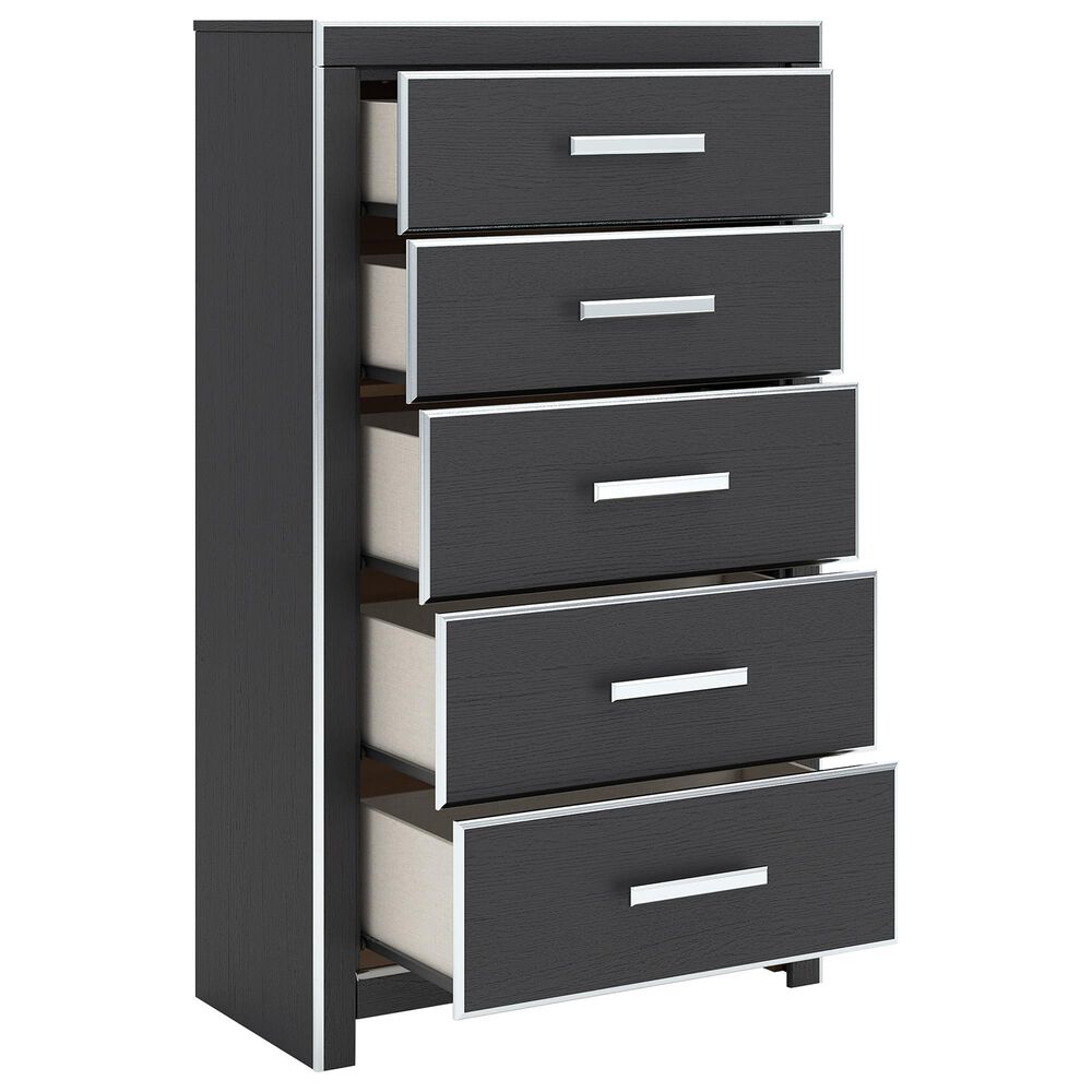 Ashley Zuraleus 6-Drawer Chest in Matte Black and Chrome, , large