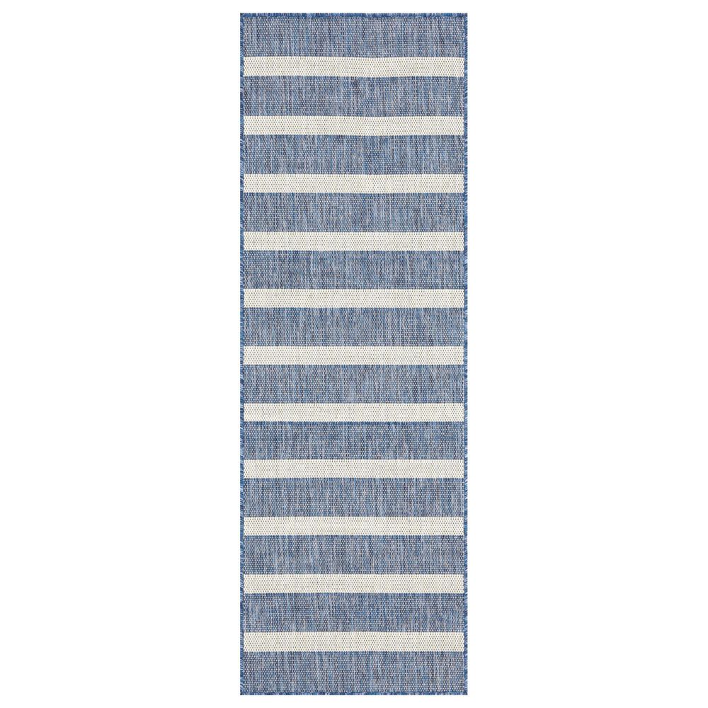 Nourison Positano POS03 Navy and Ivory 2&#39; x 6&#39; Indoor/Outdoor Runner, , large