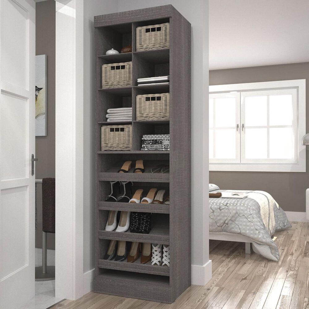 Bestar Pur 25" Multi-Storage Cubby In Bark Gray, , large