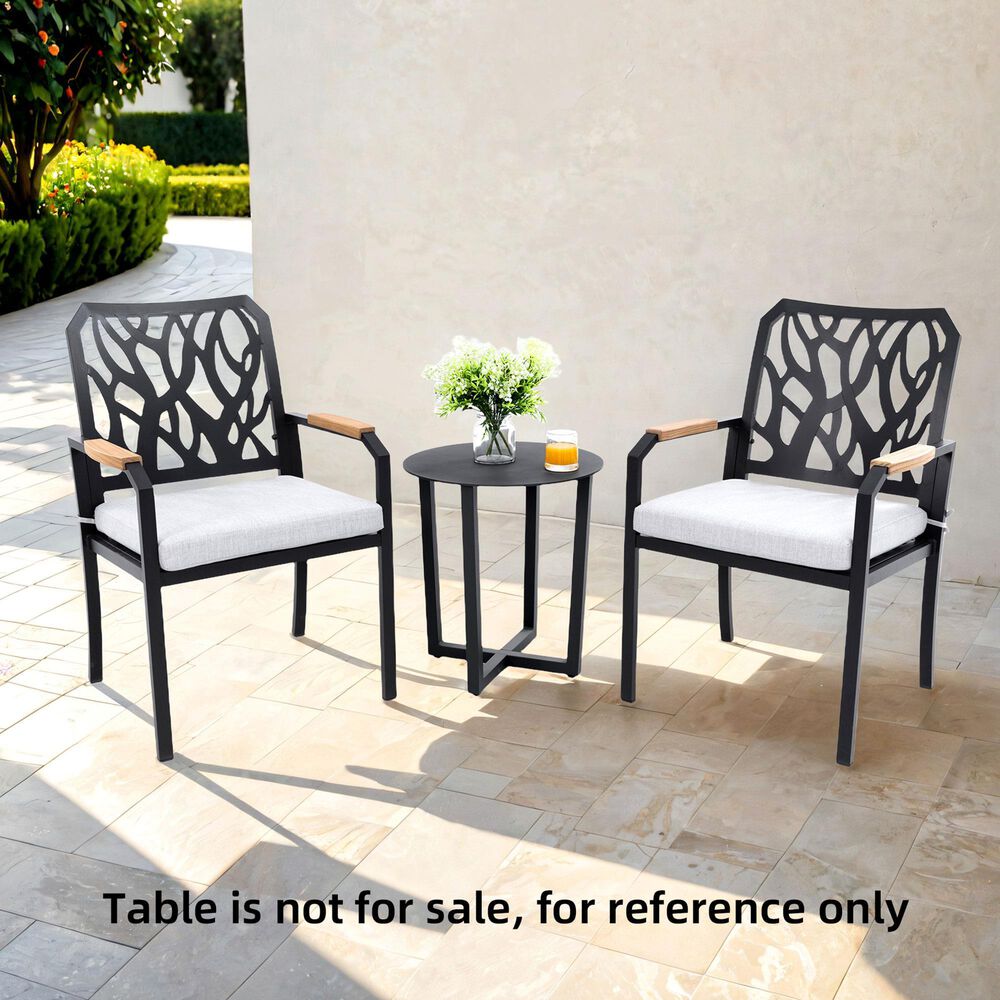 Hearth and Haven Patio Dining Chair with Branch-Like Backrest in Bourbon Brown &#40;Set of 2&#41;, , large
