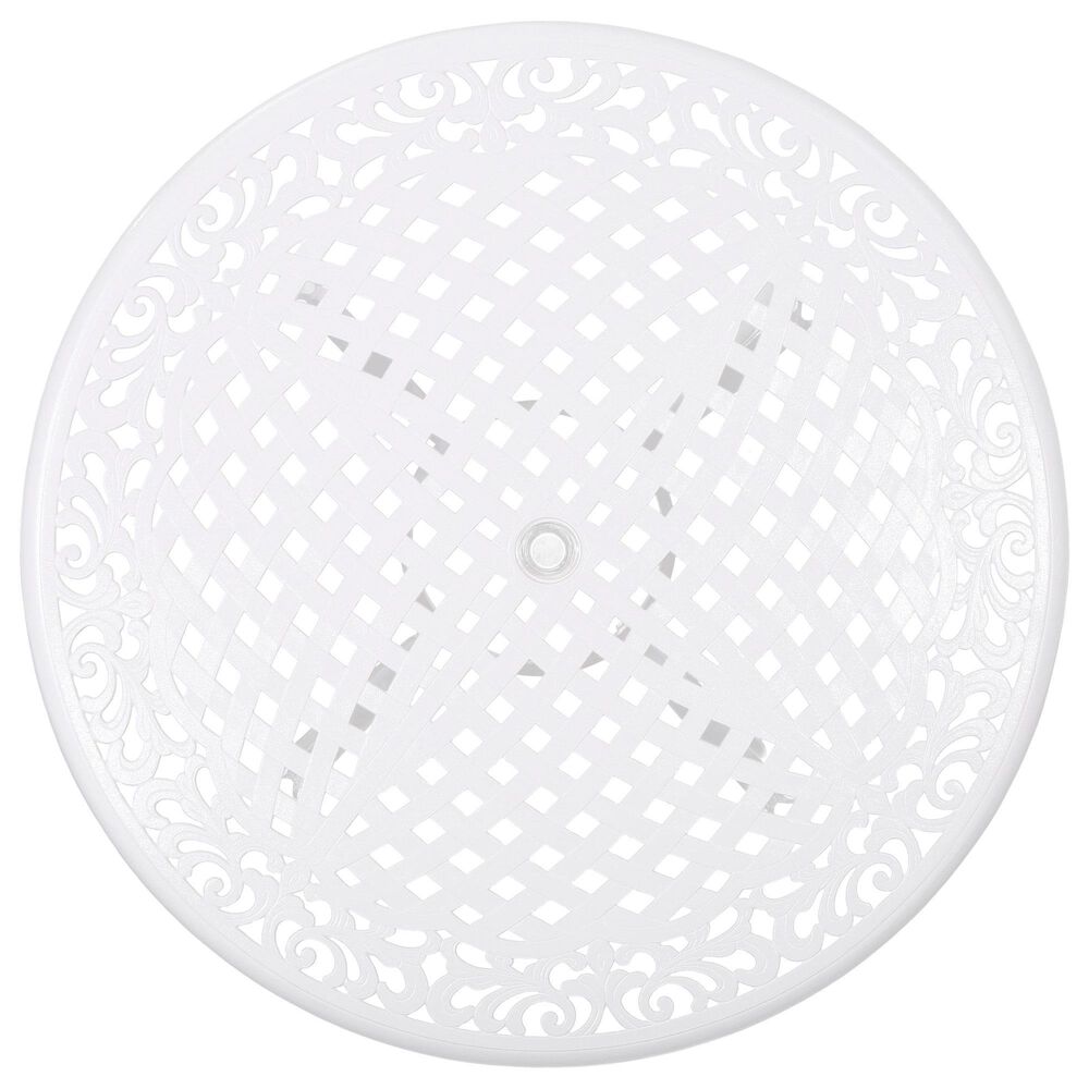 Hearth and Haven Phoenix Outdoor Round Dining Table in White - Table Only, , large