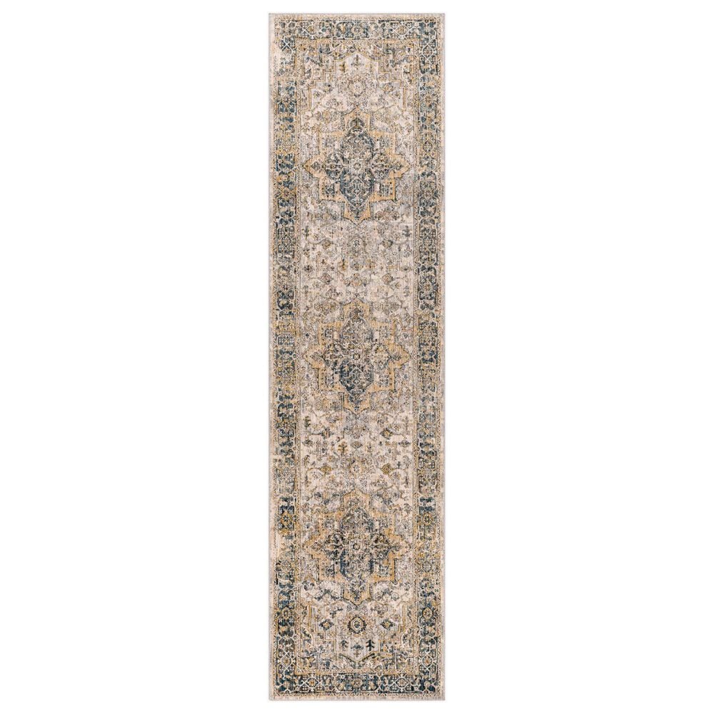Surya Aspendos APS-2321 2"7" x 10" Teal, Mustard, Black, Medium Gray, Charcoal and Light Beige Runner, , large