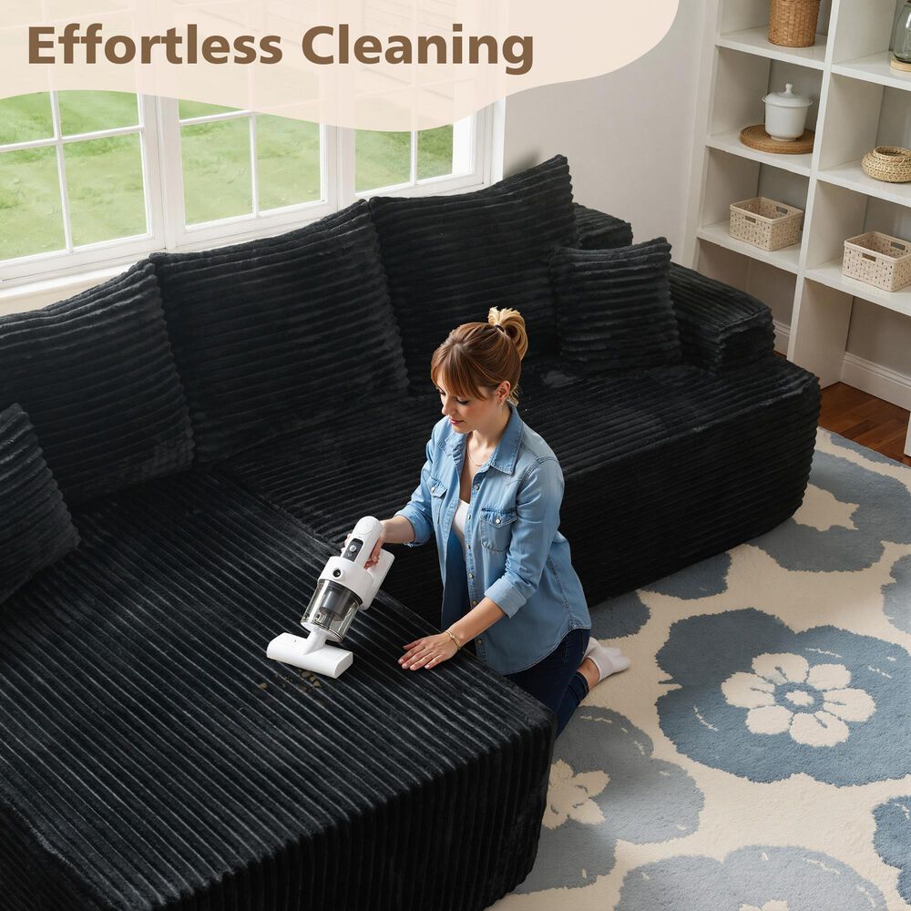 HOMLUX 2-Piece L-Shaped Sectional with Left Facing Chaise in Black, , large