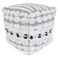 India House 18" Fringe Pouf in Black and White, , large