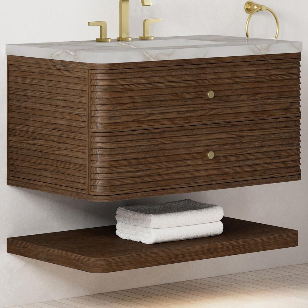 James Martin Allamari 36" Single Bathroom Vanity in Sable with 3 cm Victorian Silver Silestone Top and Rectangular Sink, , large