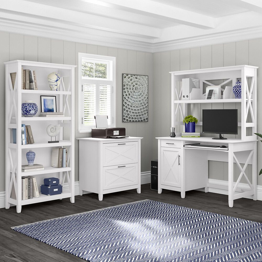 Bush Key West 3Piece Office Desk Set with Desk, Filing and