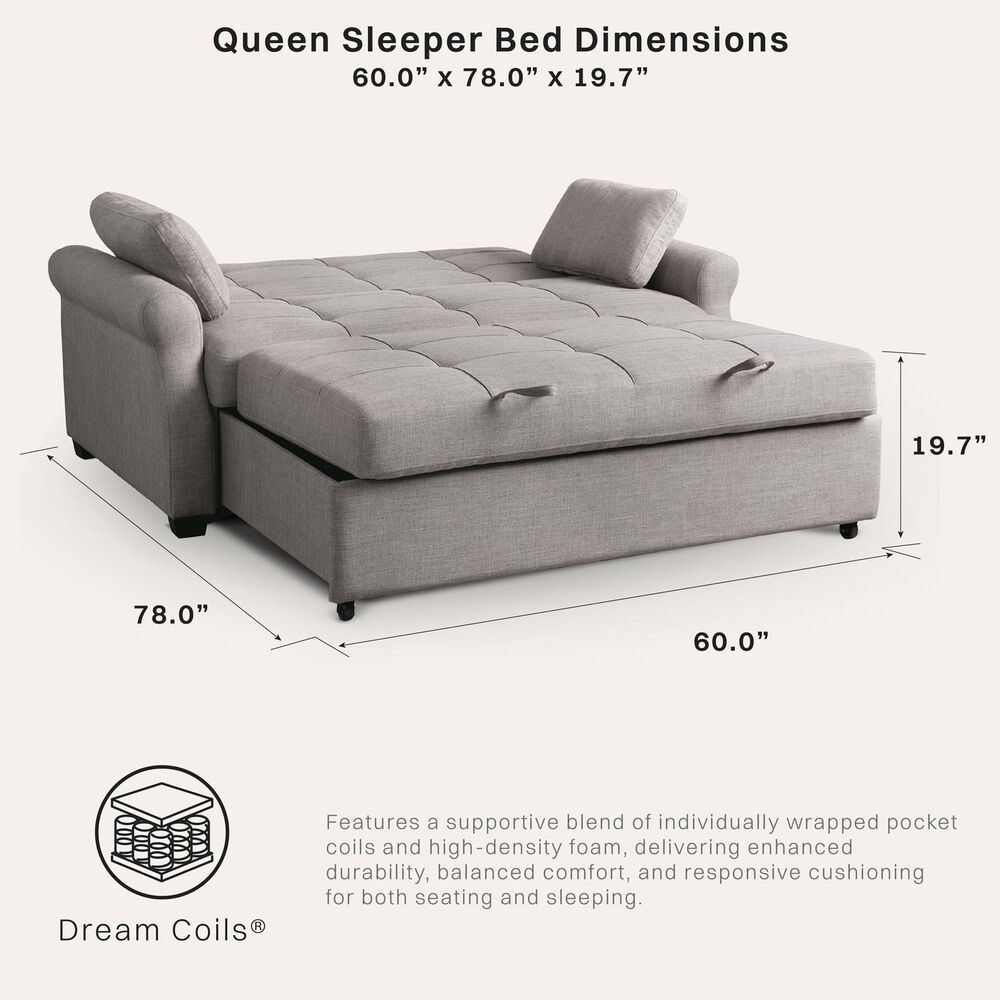 Lifestyle Solutions Hampton Queen Convertible Sofa in Steel, , large