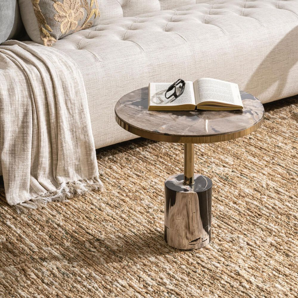 Classic Home Jordyn 18" Round Accent Table in Molten Husk and Brass, , large