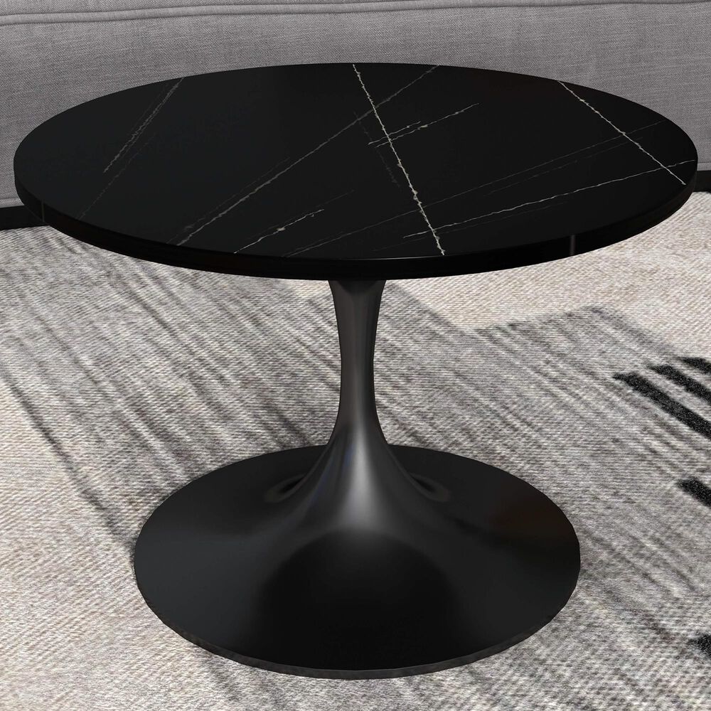 Leisuremod Verve 24&quot; Coffee Table with Sintered Stone Top in Black, , large