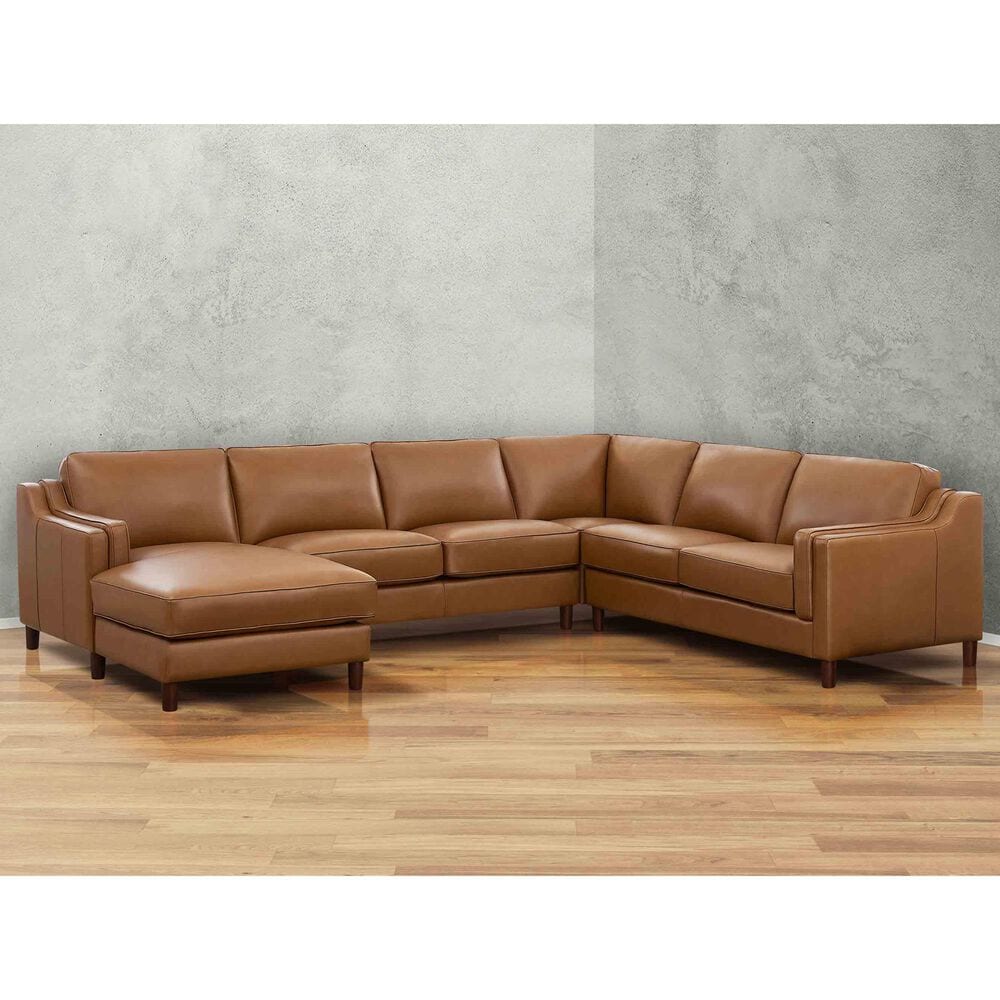 Hydeline Bella 4 Piece Leather Sectional in Cognac, , large