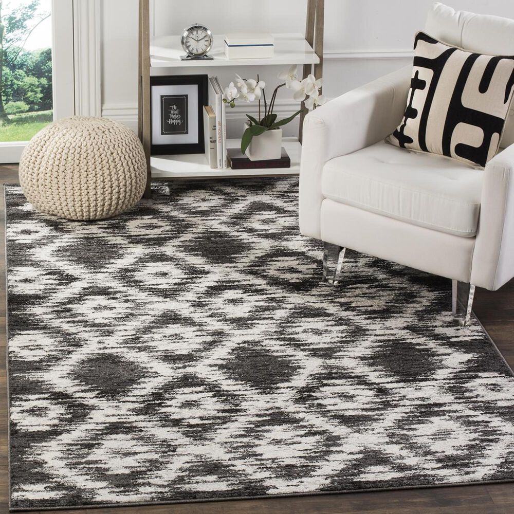Safavieh Adirondack ADR118R-4 4" x 6" Charcoal/Ivory Area Rug, , large