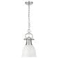 Golden Lighting Duncan 1-Light Small Pendant with Chain and Matte White Shade in Pewter, , large