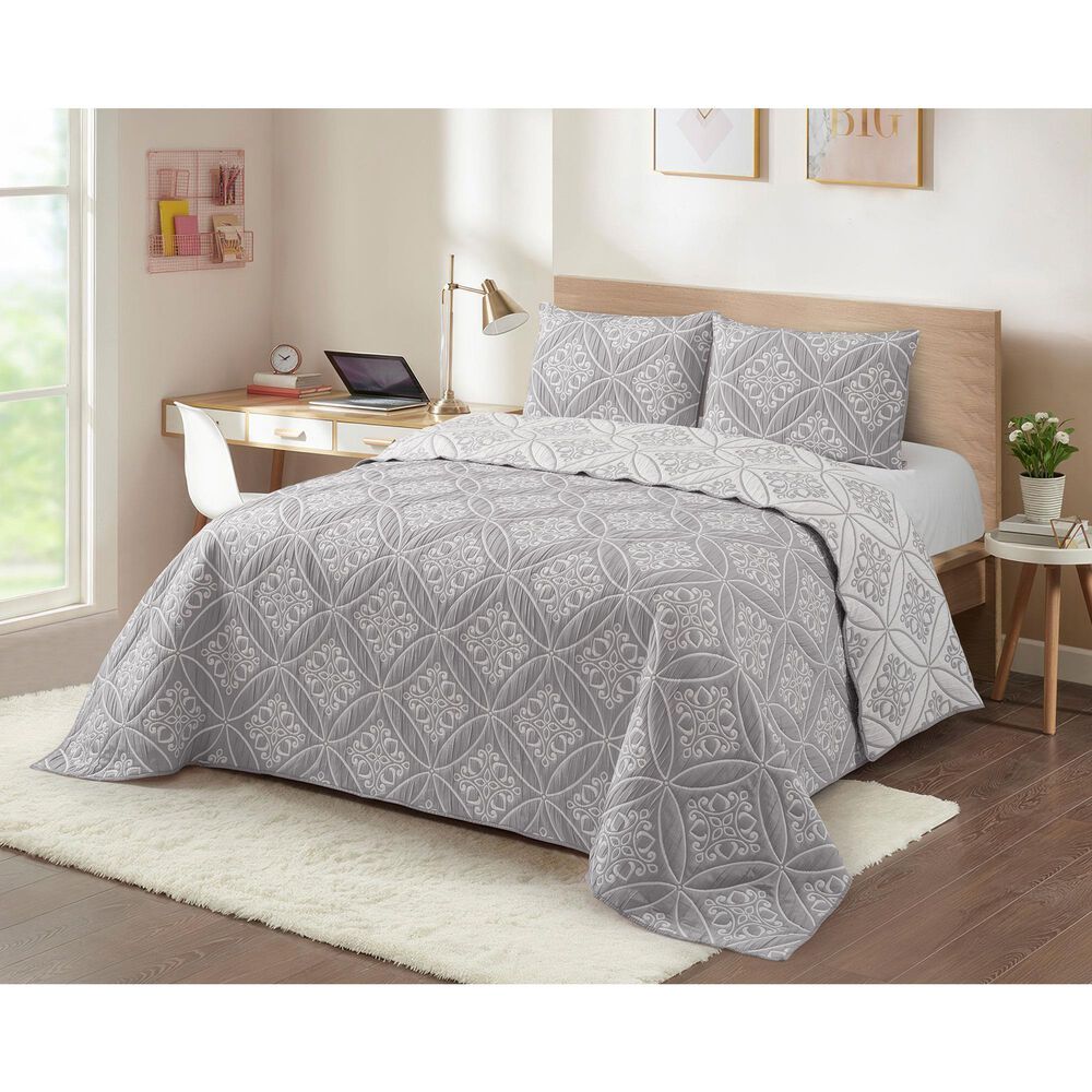 Duke Imports 3-Piece Jacquard King Quilt Set in Stone Mandala, , large