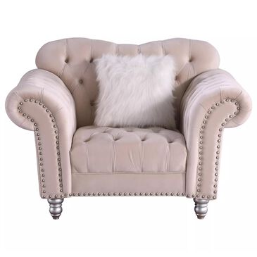 Morden Fort America Accent Chair in Beige Velvet, , large