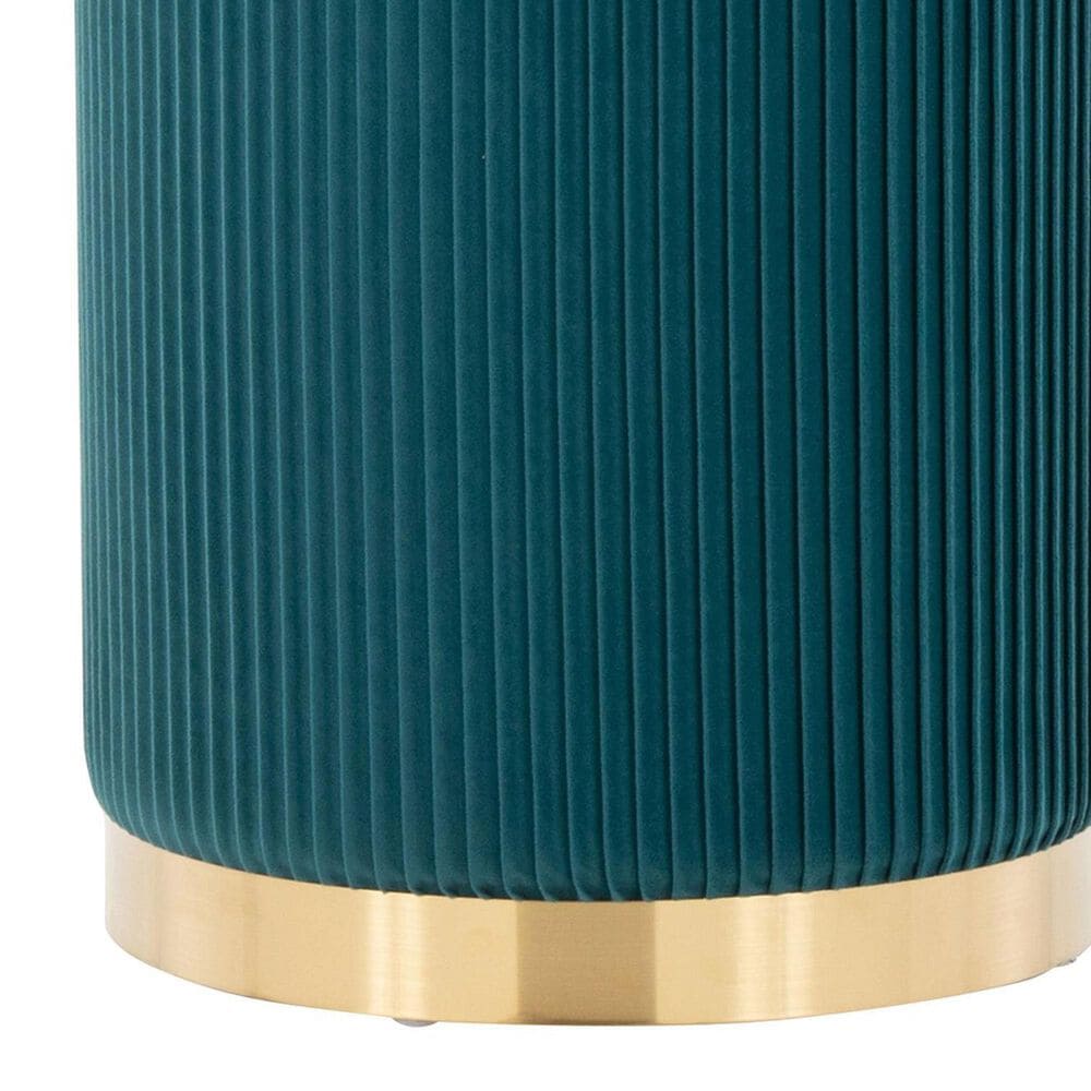 Lumisource Marla 2-Piece Nesting Pleated Ottoman Set Peacock Teal, , large