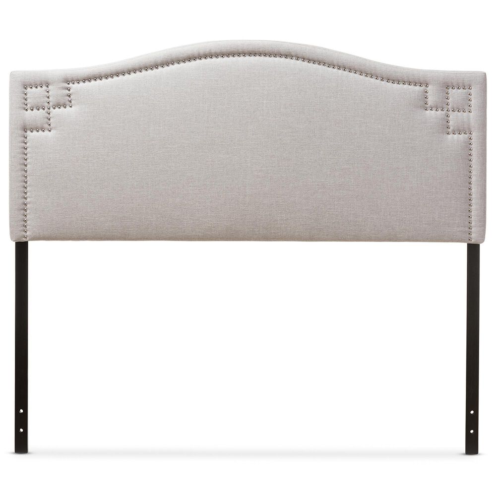 Baxton Studio Aubrey Full Upholstered Headboard in Greyish Beige, , large