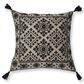 K & K Interiors 20" Square Embroidered Throw Pillow with Tassels in Beige and Black, , large
