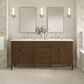James Martin Vanities Mirin 72" Double Vanity in Mid-Century Walnut with 3 cm Arctic Fall Solid Surface Top, , large