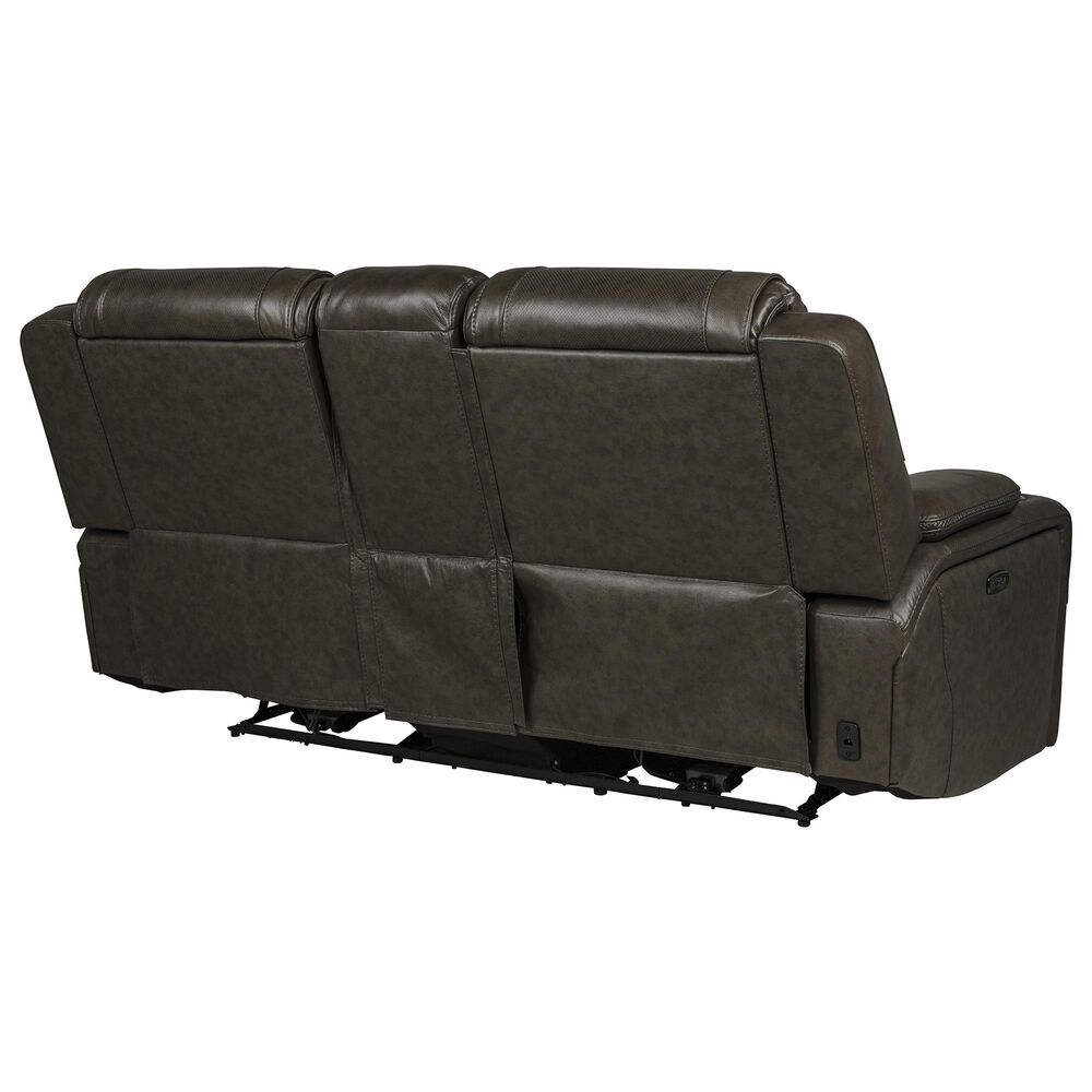 Interlochen Leather Power Reclining Console Loveseat in Boston Charcoal, , large