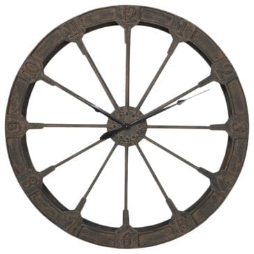 Maple and Jade Metal Wall Clock in Distressed Brown, , large