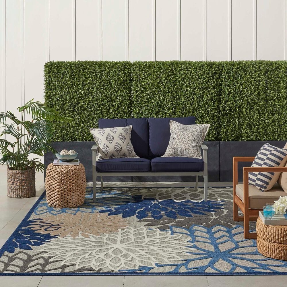 Nourison Aloha ALH05 12&#39; x 15&#39; Blue and Multicolor Indoor/Outdoor Area Rug, , large