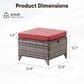 Sunwell Garden Outdoor Ottoman with Gray Rattan in Red (Set of 2), , large