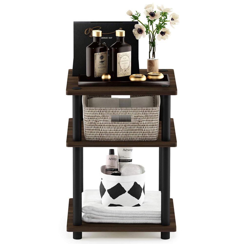 HOMLUX 3-Tier Side Table in Columbia Walnut and Black, , large