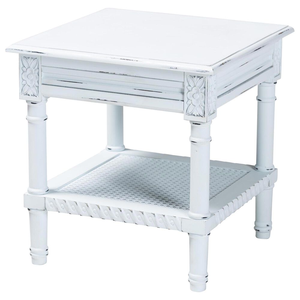 Baxton Studio Jeanne End Table with 1-Shelf in White, , large