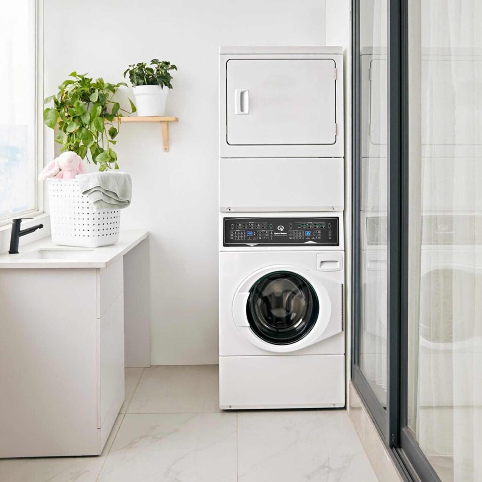 Speed Queen 3.5 Cu. Ft. Washer and 7.0 Cu. Ft. Electric Dryer Stack Laundry in White