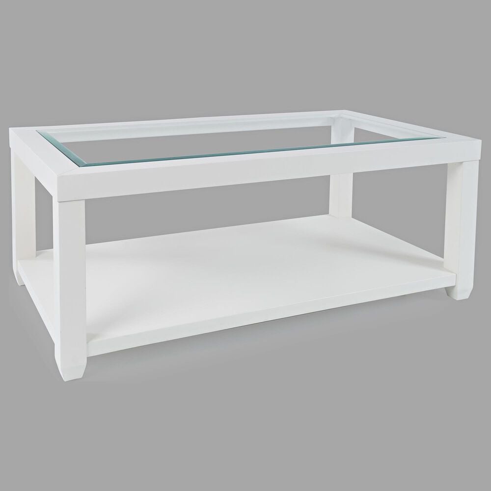 Waltham Urban Icon Rectangular Cocktail Table in Polished White, , large