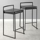 LumiSource Fuji Stackable Counter Stool with Black Faux Leather Cushion in Black (Set of 2), , large
