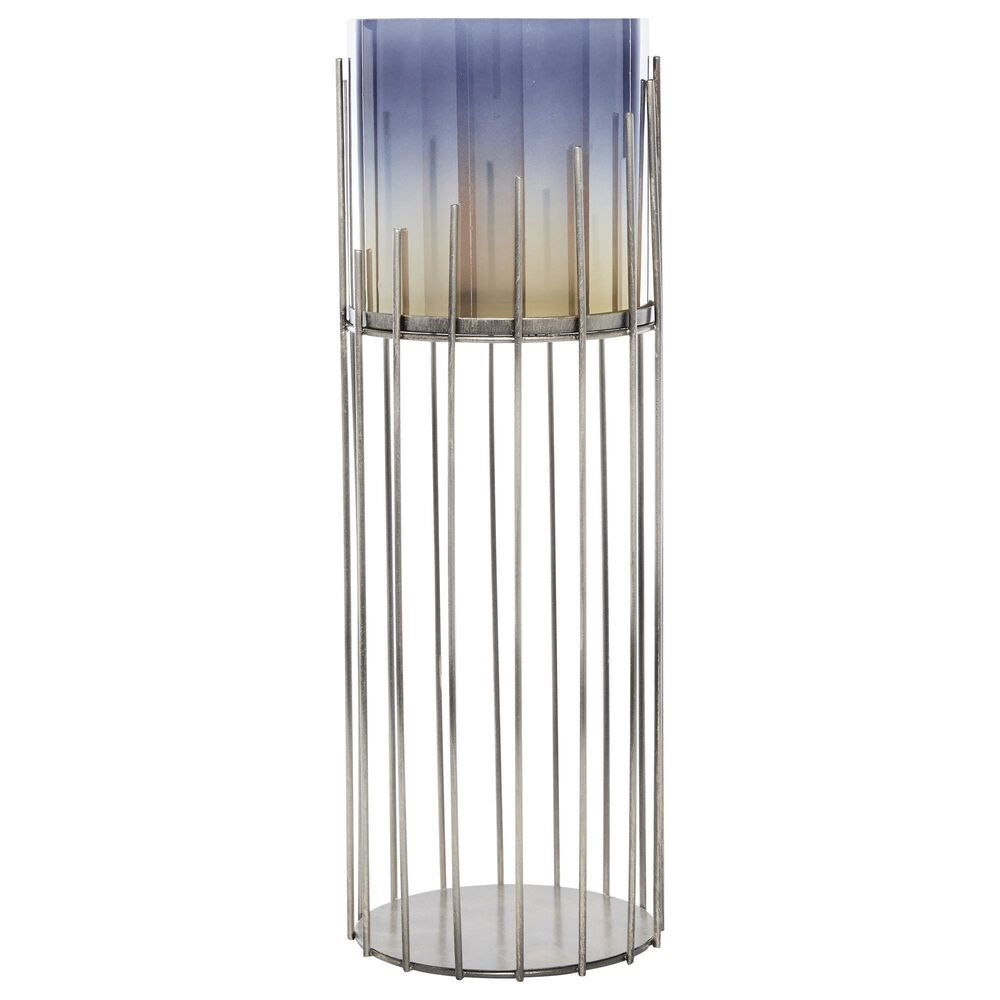 Venus Williams Collection 25" Metal and Glass Candle Holder in Gold and Blue, , large