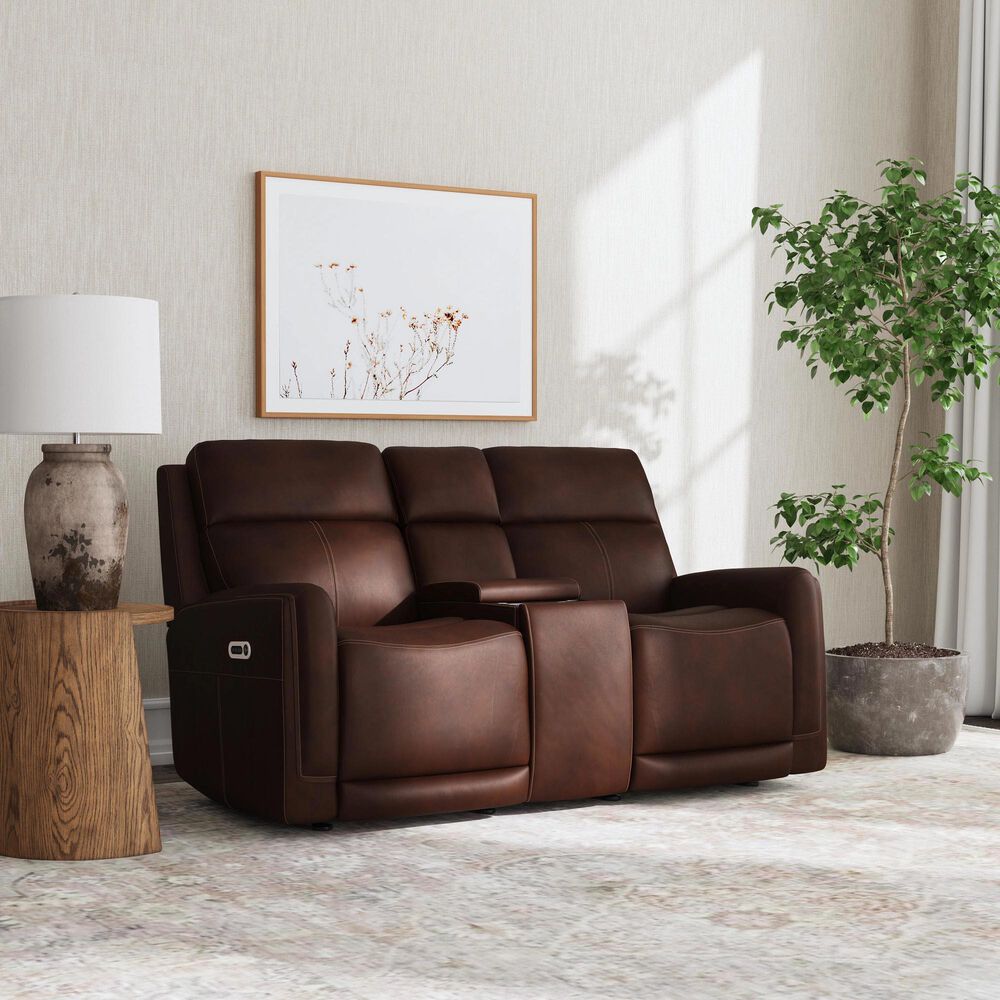 Flexsteel Alister Gliding Power Reclining Loveseat with Headrest and Lumbar in Burnt Umber, , large