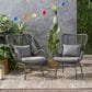Hearth and Haven Tapscott Patio Club Chair with Dark Gray Cushion in Grey (Set of 2), , large