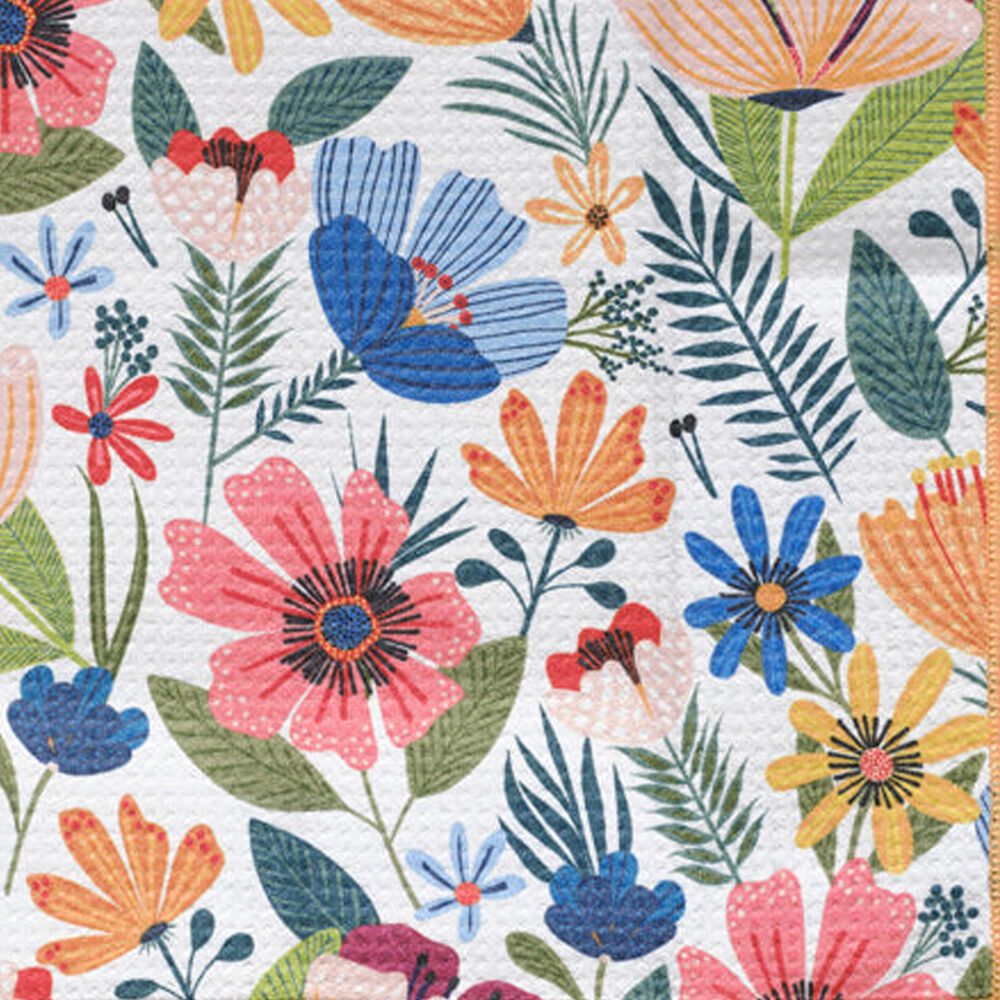Werkshoppe Field of Flowers All Purpose Towel in Blue and Multicolor &#40;Set of 4&#41;, , large