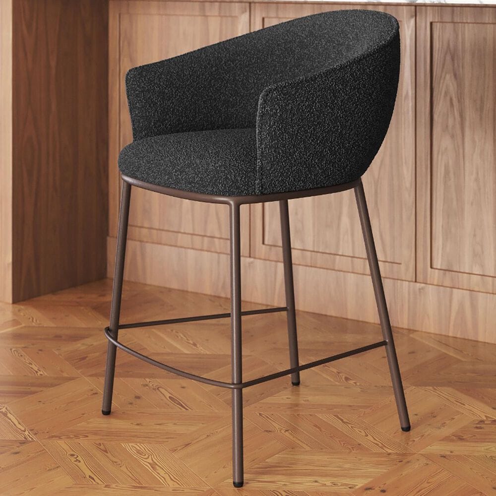 Zuo Modern Essen Counter Stool in Black &amp; Bronze, , large