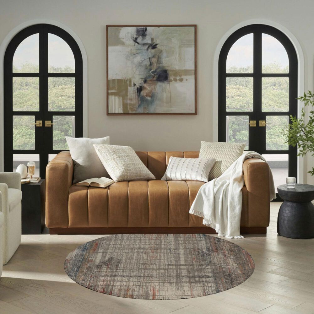 Nourison Rustic Textures Grey and Multicolor 5&#39;3&quot; Round Area Rug, , large