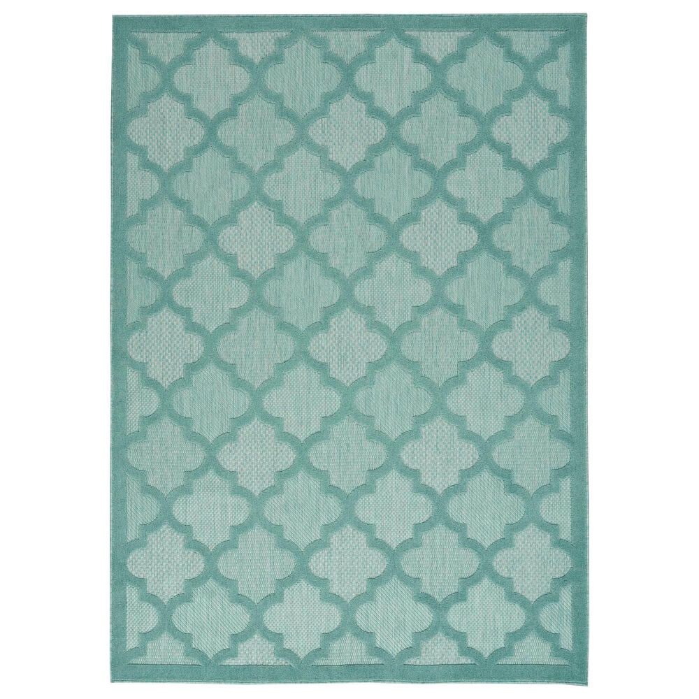 Nourison Easy Care 2" x 4" Aqua and Teal Indoor/Outdoor Area Rug, , large