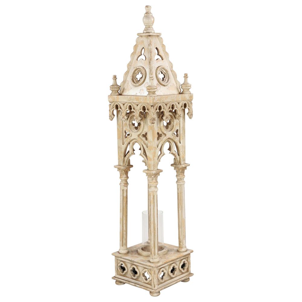 Maple and Jade 55&quot; Vintage Lantern in Distressed White, , large