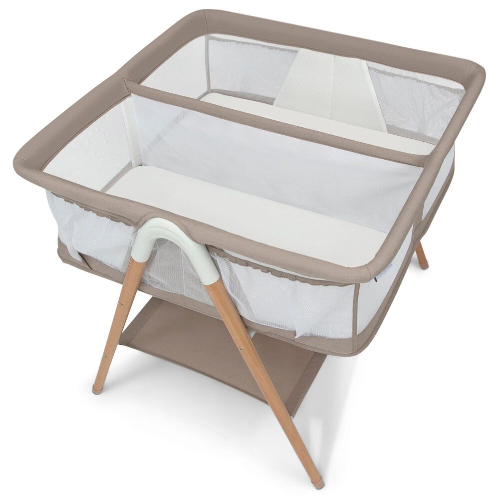 Delta Children Bondi Beechwood Twin Bassinet in Tan, , large