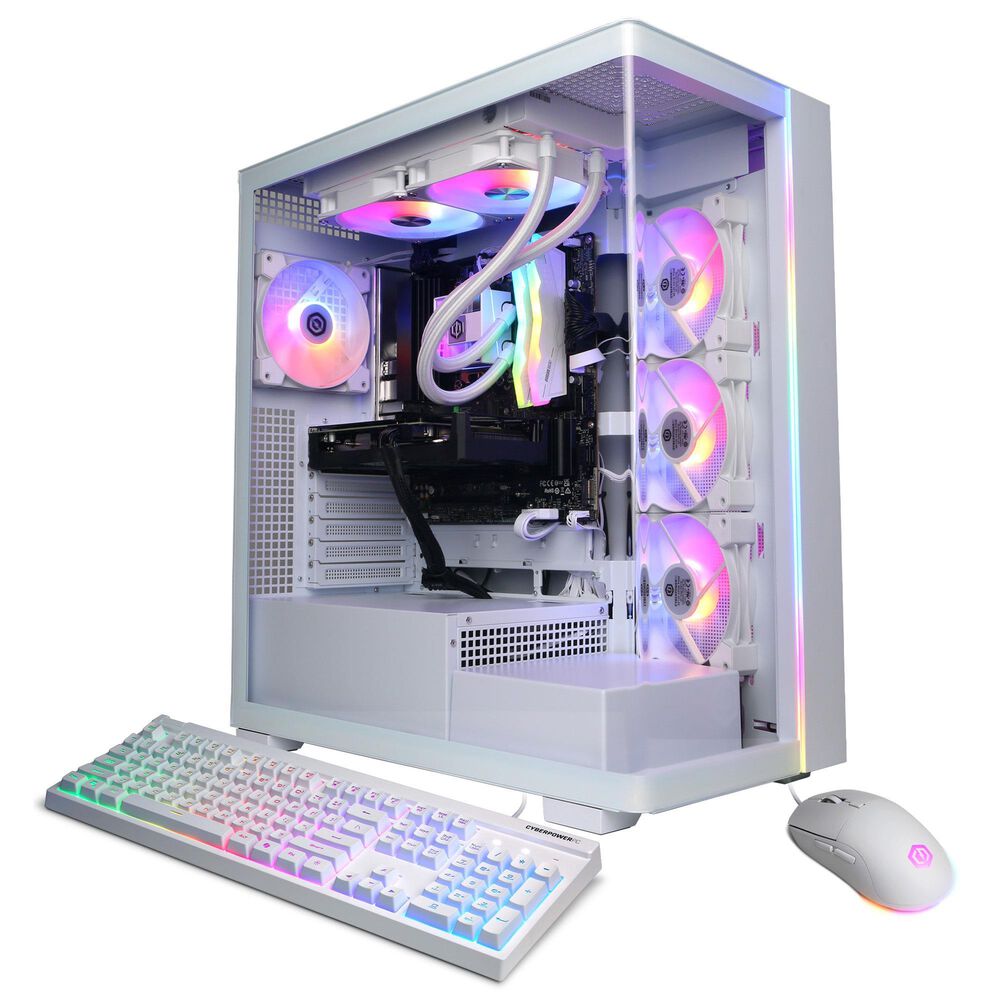 CyberPowerPC Gamer Supreme Gaming Desktop | AMD Ryzen 7 8700F - 32GB RAM - AMD Radeon RX 9060 XT Graphics - 2TB SSD in White, , large