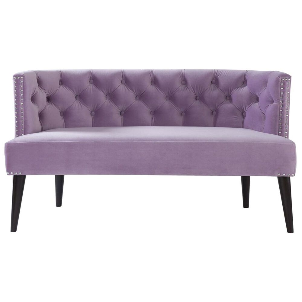 Jennifer Taylor Home Celine Tufted Settee Nailhead Accents in Lavender Velvet, , large
