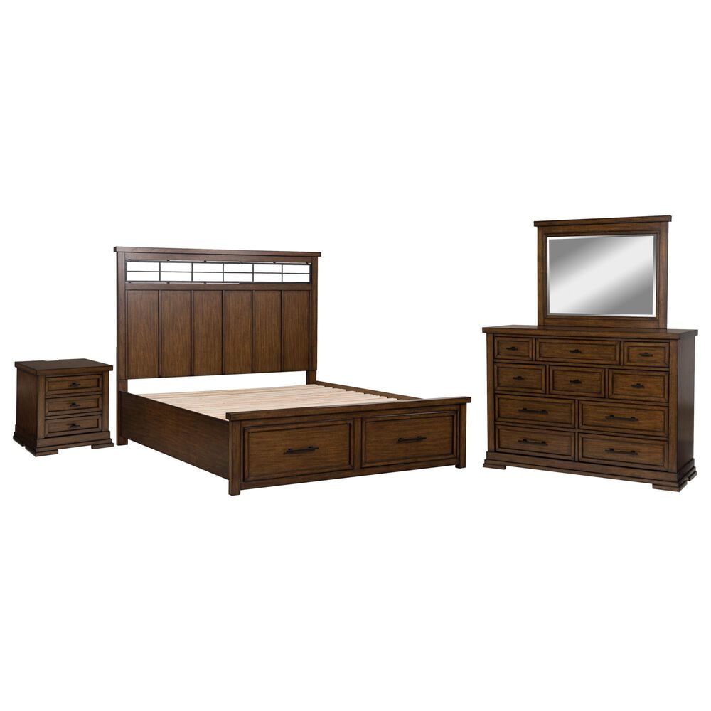 Ashley Taffenbrook 4-Piece King Storage Bedroom Set in Medium Brown and Black, , large