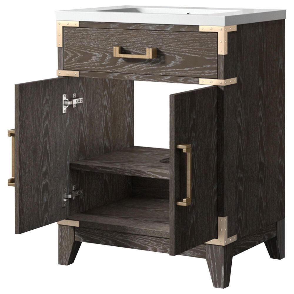 Lexora Home Laurel 24" Single Bathroom Vanity in Brown Oak with White Acrylic Top and Rectangular Sink, , large