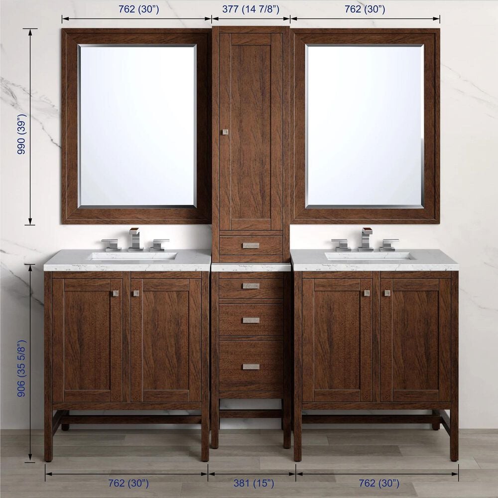 James Martin Vanities Addison 12" Petite Right Tower Hutch in Mid Century Acacia, , large